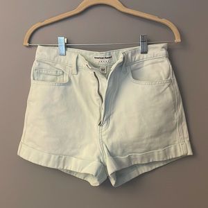 AMERICAN APPAREL HIGH-RISE BABY BLUE JEAN SHORTS